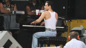 Freddie Mercurys Rami Malek denim pants as seen in Bohemian Rhapsody Movie