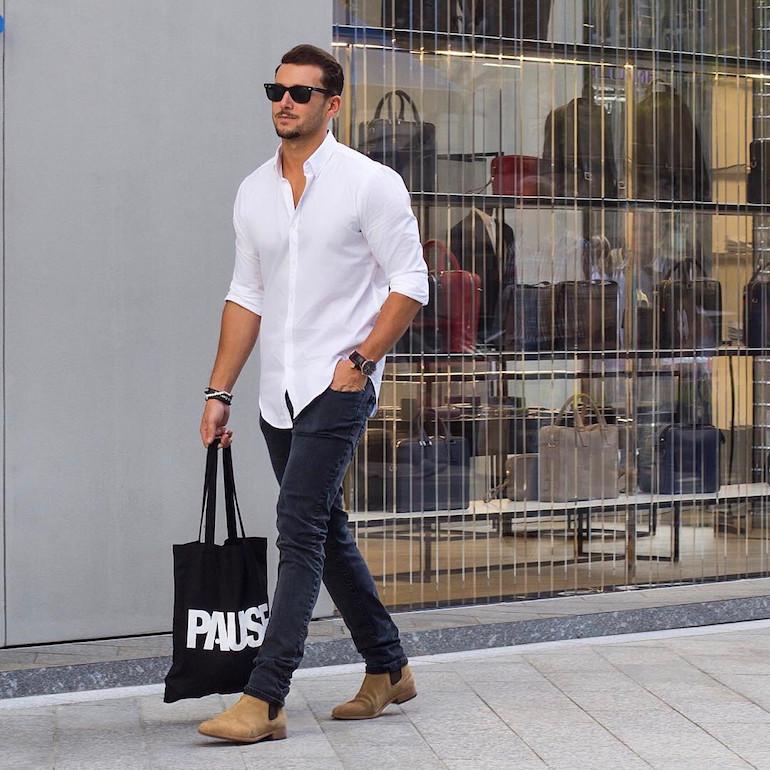 Plain formal shirt with jeans