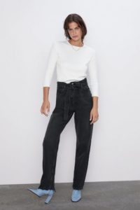Zara ZW PREMIUM STRAIGHT PAPERBAG JEANS