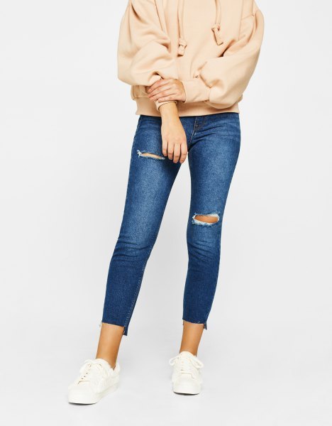 blush pink hoodie outfit