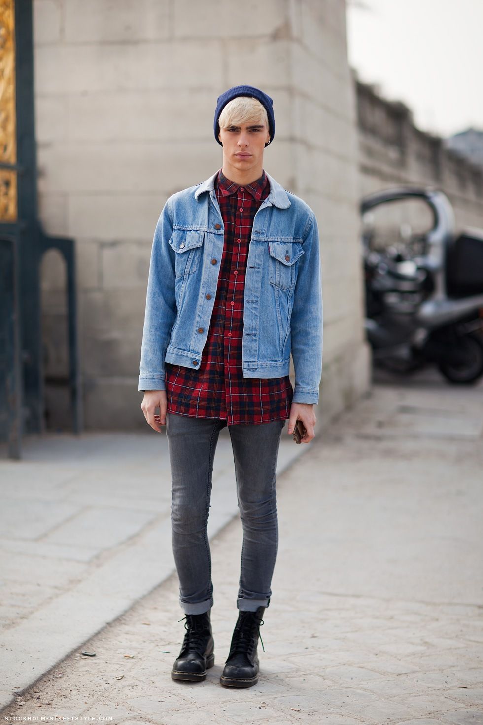 shirt with denim jacket