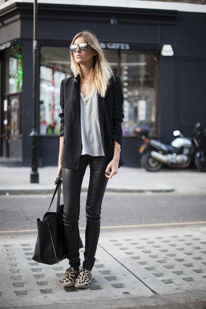coated jeans outfit
